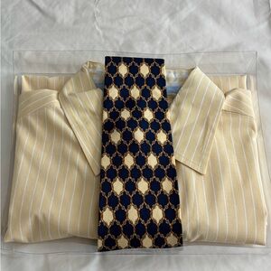 Casual Designer Striped Shirt with Geometric Tie